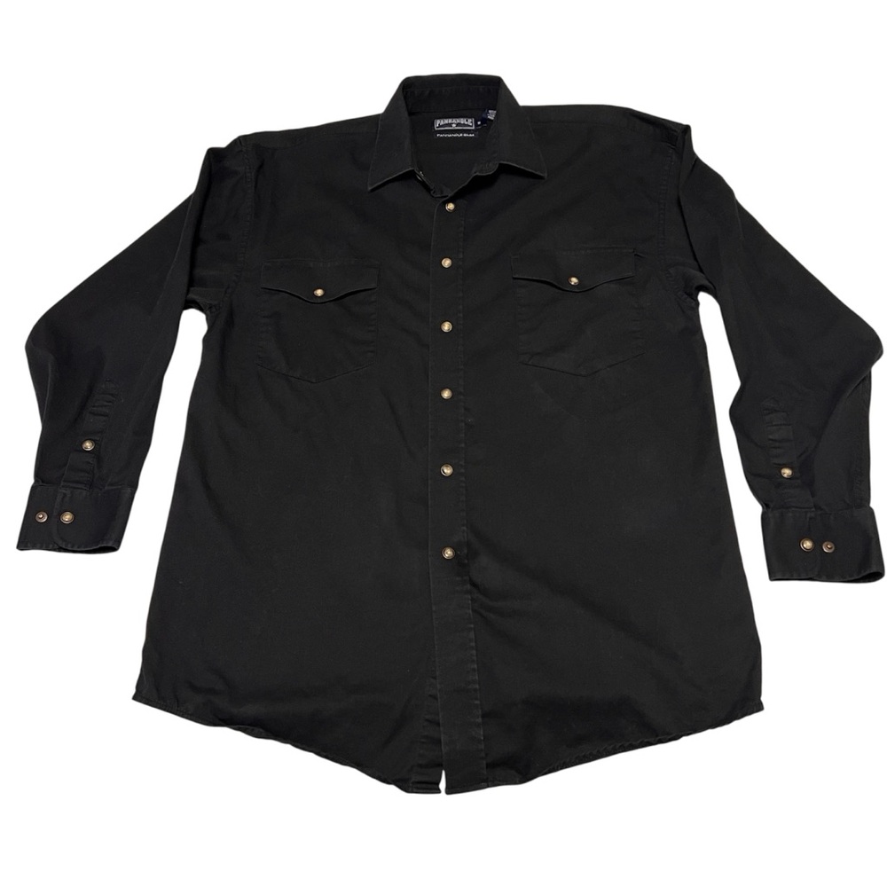 Panhandle Men’s Black Western Rodeo Pearl Snap Button Shirt Size M 100% Cotton